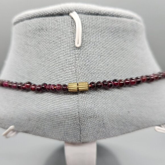 Vintage 925 Sterling Silver Genuine Garnet Faceted Beaded Strand Necklace 19" - Picture 4 of 4